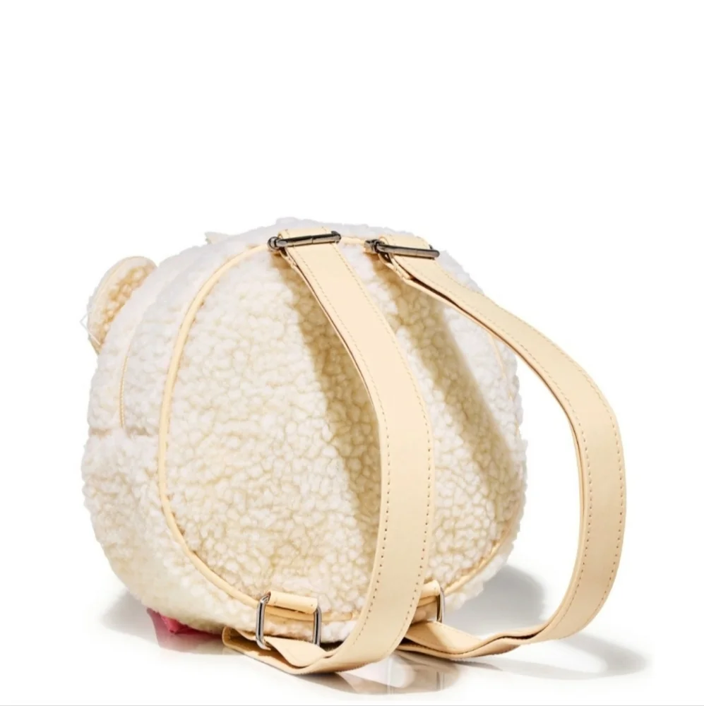 Polar Bear Plush Mini Backpack - White & Pink 6.5